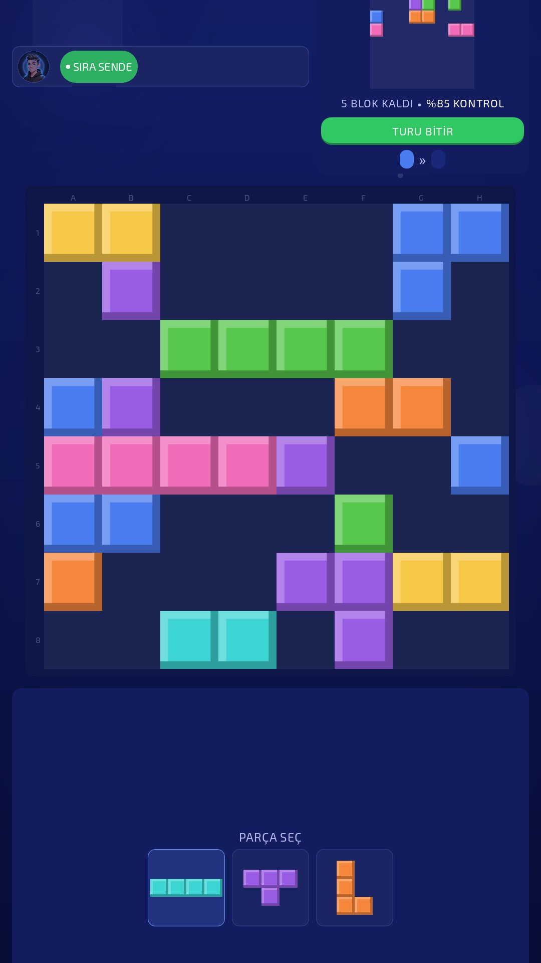 Screenshot of the Tactical Turn screen